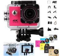 Generico Roamix Vision 4k Action Camera, Roamix Vision+ 4k, HD Waterproof Sports Cam, with Wi-Fi, 140° Wide-Angle Lens (Pink,64g)