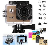 Generico Roamix Vision 4k Action Camera, Roamix Vision+ 4k, HD Waterproof Sports Cam, with Wi-Fi, 140° Wide-Angle Lens (Gold,32g)