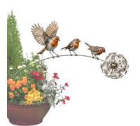 Generico Robin Memorial Garden Stake, Metal Bird Sculpture With DandelionAccent | Rustic Robin Bird Yard Art Decorations With DandelionAccent, Remembrance Keepsake For Loss Of Loved, For Patio Lawn