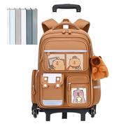 Genérico Rolling Backpack,with Capybara Pattern Backpack On Wheels - Ritrattabile Handle Height-Adjustable Suitcase Luggage Bag For Boys Girls Kids School College Overnight Travel Business Work, Six