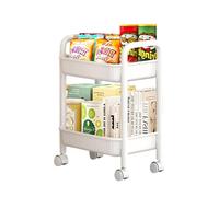 Generico Rolling Kitchen Cart, Waterproof 2-Tier Utility Trolley, 14.57x10.63x19.49 Inches Anti-Slip Quick-Drying Shelf, Multi-Purpose Storage Rack (White), for Bathroom and Bedroom