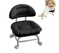Generico Rolling Low Stool With Backrest - Swivel Chair On Silent Casters