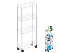 Generico Rolling Storage Cart, Movable Shel, Multi Layer, Multi Purpose, Compact Rolling Kitchen Organizer for Laundry Room, Narrow Space, 1650g, Acrylic, Abs, Metal