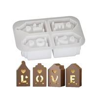 Generico Romantico a Fusione di Resina - Valentine Love House Silicone, epossidico a Forma di Cuore | 4 cavità in Silicone Feste domestiche Decorazioni in Resina, Decorazione Creati