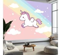 Generico Rosa Chiaro Carta da Parati Panoramica, Carino Animali Unicorno Cartone Animato Murales Personalizzati in Carta da Parati 400 x 280 cm (L x A) - Decorazioni per Soggiorno e Camera da Letto