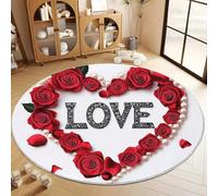 Generico Rosa Rossa Romantico Floreale Modello La Zona Tappeto Camera Bagno Cucina Zerbino Macchina Lavabile Antiscivolo Tappeti, 130cm