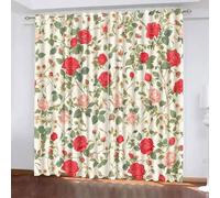 Generico Rosa Tende Ombreggiatura da 2 Pannelli 140L x 300A CM,3D Stile Pastorale Tenda,Lavabile in lavatrice Soggiorno Tende, Poliestere Isolamento Termico Protezione UV Tenda Con Occhiello