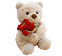 Generico Rose Bouquet - Cuddly Plush Stuffed Animal Holding Flowers, Soft Romantic Bear Doll For Valentines, & Birthdays, Sweet Gift For Kids & Adults | 10-Inch