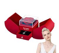 Generico Rose Box con collana, Rose Box,Ti amo collana in 100 lingue, scatola del cuore rosa al mio amore | Gioielli di San per fidanzata, donna, mamma, moglie a San, festa della mamma, compleanno