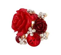 Generico Rose Rings For Women - Statement Red Rose Ring, Floral Wrap Ring, Exaggerated Flower Design, Elegant Promise Rings | Romantic Jewelry For Mother Wife Girls Special Occasion Gift Accessories
