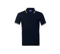 Generico Rossini HH146 Polo Italia Mezza Manica 100% Cotone piquè Fascia parasudore Posteriore Chiusura 3 Bottoni Spacchetti Laterali (IT, Testo, 3XL, Regular, Regular, Blu/Tricolore)