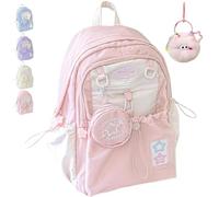 Generico Rosy Posy Backpack - 16in Cream Star Rosyposy Double Shoulder Backpack, Extra Large Capacity, Durable Waterproof (Pink)