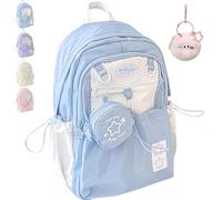 Generico Rosy Posy Backpack - 16in Cream Star Rosyposy Double Shoulder Backpack, Extra Large Capacity, Durable Waterproof (Blue)