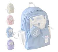 Generico Rosy Posy Backpack, Rosyposy Soft Setting Cream Star Drawstring Backpack, 16" Large Capacity Cute Kawaii Backpacks (Blue)