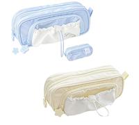 Generico Rosy Posy Pencil Case, 2025 New RosyPosy Kawaii Pencil Case, PencilCase Big Capacity, Large Capacity Drawstring Multi-Pocket Design, Waterproof, Soft (blue+yellow)