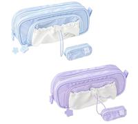 Generico Rosy Posy Pencil Case, 2025 New RosyPosy Kawaii Pencil Case, PencilCase Big Capacity, Large Capacity Drawstring Multi-Pocket Design, Waterproof, Soft (blue+purple)