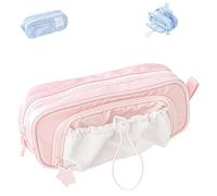 Generico Rosy Posy Pencil Case, 2025 New RosyPosy Kawaii Pencil Case, PencilCase Big Capacity, Large Capacity Drawstring Multi-Pocket Design, Waterproof, Soft (pink)