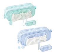 Generico Rosy Posy Pencil Case, 2025 New RosyPosy Kawaii Pencil Case, PencilCase Big Capacity, Large Capacity Drawstring Multi-Pocket Design, Waterproof, Soft (blue+green)