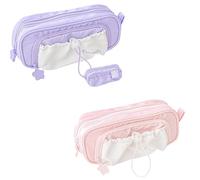 Generico Rosy Posy Pencil Case, 2025 New RosyPosy Kawaii Pencil Case, PencilCase Big Capacity, Large Capacity Drawstring Multi-Pocket Design, Waterproof, Soft (pink+purple)