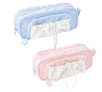 Generico Rosy Posy Pencil Case, Cute Kawaii Posy Pencil Pouch, Aesthetic Pouch Holder Drawstring Pen Cases Case for Girls (Blue+Pink)