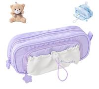 Generico Rosy Posy Pencil Case, Kawaii Pencil Case With Rosy Posy Pens, Cute Aesthetic Pouch Holder Drawstring Pen Case,Counting Stars PencilCase Big Capacity (Purple)