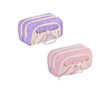 Generico Rosy Posy Pencil Case,Kawaii Pencil Case With Rosy Posy Pens,Large Capacity Drawstring Multi-Pocket Design (purple+pink)