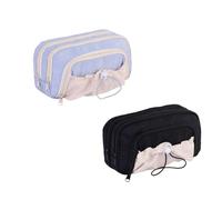 Generico Rosy Posy Pencil Case,Kawaii Pencil Case With Rosy Posy Pens,Large Capacity Drawstring Multi-Pocket Design (blue+black)