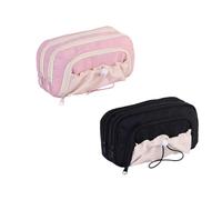 Generico Rosy Posy Pencil Case,Kawaii Pencil Case With Rosy Posy Pens,Large Capacity Drawstring Multi-Pocket Design (pink+black)