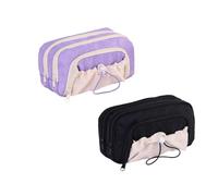 Generico Rosy Posy Pencil Case,Kawaii Pencil Case With Rosy Posy Pens,Large Capacity Drawstring Multi-Pocket Design (purple+black)