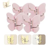 Generico Rotating Butterfly Adhesive Wall Hooks,Cute No-Drill 3-Prong Swivel Hangers with 270° Adjustable Wings,Waterproof Self Corner Stick-on Hooks for Bathroom,Kitchen,Home Organization，4Pink