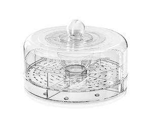 Generico Rotating Chilled Veggie Tray With Clear Lid - 4 Compartment Iced Serving Platter | Food Storage Container For Sushi, Cupcakes & Fruits | Outdoor Party Ice Tray & Salad Bowl Set