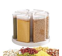 Generico Rotating Grain Dispenser - 6 Grid Rotating Cereal Storage Container Set | Large Cereals Holder For Flour Oatmeal Snack Kitchen Pantry Bakery Catering Home Grain