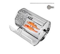 Generico Rotating Grill Basket, Wind-Up BBQ Rolling Cage, Stainless Steel Outdoor Cooking Basket with Locking Lid, Ideal for Chicken Wings, Veggies, Seafood, Camping, Picnic, And BBQ