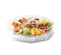 Generico Rotating Veggie Tray - Fridge Food Container | Party Serving Platter Compartment Snack Organizer Tray Rotating Refrigerator Vegetable Fruit Storage Organizer Set With Home Kitchen Picnic Use
