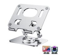 Generico Rotiva Rotating Stand for Laptop, Adjustable 360° Rotating Base, Foldable & Portable Laptop Stand, for Tablets,Laptops and Phones (Silver)