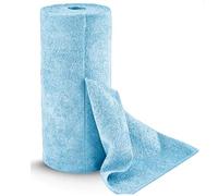 Generico Rotolo panni in microfibra strappabile riutilizzabile lavabile senza pelucchi per pulizia auto casa e cucina 30 strofinacci 30x30 cm per rotolo (Azzurro)