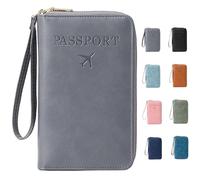 Generico Rowgins Multi-Functional Passport Wallet, Passport Holder for Travel Essentials, Men & Women Travel Wallet, Slim Leather Cover, for Credit Cards, Tickets, and Cash (1 Pcs*Gray)