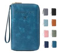 Generico Rowgins Multi-Functional Passport Wallet, Passport Holder for Travel Essentials, Men & Women Travel Wallet, Slim Leather Cover, for Credit Cards, Tickets, and Cash (1 Pcs*Blue)