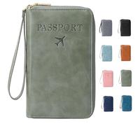 Generico Rowgins Multi-Functional Passport Wallet, Passport Holder for Travel Essentials, Men & Women Travel Wallet, Slim Leather Cover, for Credit Cards, Tickets, and Cash (1 Pcs*Green)