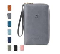 Generico Rowgins Multi-Functional Passport Wallet, Secure ID Card Organizer with Anti-Theft Protection, Slim Leather for Tickets,Cash (Gray)