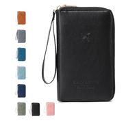 Generico Rowgins Multi-Functional Passport Wallet, Secure ID Card Organizer with Anti-Theft Protection, Slim Leather for Tickets,Cash (Black)