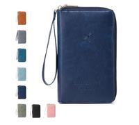 Generico Rowgins Multi-Functional Passport Wallet, Secure ID Card Organizer with Anti-Theft Protection, Slim Leather for Tickets,Cash (Blue A)