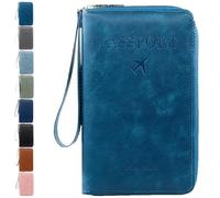 Generico Rowgins Multi-Functional RFID Passport Wallet, Multiple Passport Holder for Travel Essentials - Wallet Cover Case (Peacock Blue)
