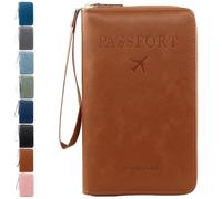 Generico Rowgins Multi-Functional RFID Passport Wallet, Multiple Passport Holder for Travel Essentials - Wallet Cover Case (Light Brown)