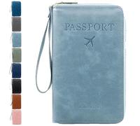 Generico Rowgins Multi-Functional RFID Passport Wallet, Multiple Passport Holder for Travel Essentials - Wallet Cover Case (Sky Blue)