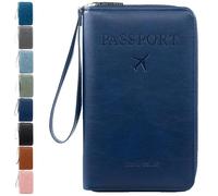 Generico Rowgins Multi-Functional RFID Passport Wallet, Multiple Passport Holder for Travel Essentials - Wallet Cover Case (Dark Blue)