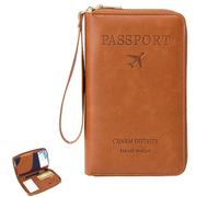Generico Rowgins Multi-Functional RFID Passport Wallet, Passport Holder for Travel Essentials, Travel Passport Holder for Men & Women, Secure ID Card Organizer with Anti-Theft Protection (Brown)