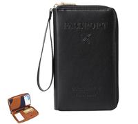 Generico Rowgins Multi-Functional RFID Passport Wallet, Passport Holder for Travel Essentials, Travel Passport Holder for Men & Women, Secure ID Card Organizer with Anti-Theft Protection (Black)