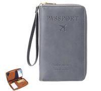 Generico Rowgins Multi-Functional RFID Passport Wallet, Passport Holder for Travel Essentials, Travel Passport Holder for Men & Women, Secure ID Card Organizer with Anti-Theft Protection (Gray)