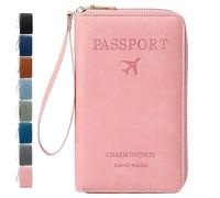 Generico Rowgins Multi-Functional RFID Passport Wallet, rfid passport holder for travel, Passport Holder for Travel Essentials, Anti-Theft Leather Cover (Pink)